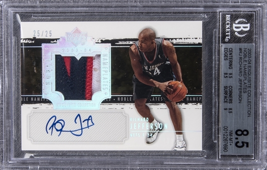 2003-04 UD "Exquisite Collection" Noble Nameplates #RJ Richard Jefferson Signed Game Used Patch Card (#25/25) – BGS NM-MT+ 8.5/BGS 10
